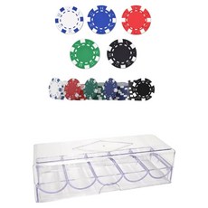 撲克籌碼 5種 x 20p + 亞克力盒套組, 1套, 紅色, 白色, 藍色, 綠色, 黑色