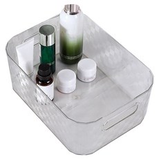 小麥購物 格紋桌面收納盒 L2209, 1層, 透明色