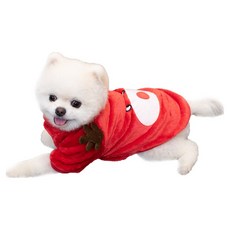 QIDINA 寵物軟綿綿可愛保暖法蘭絨衣, 1件, 紅色麋鹿