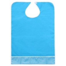 老人病患用魔鬼氈黏扣帶防水圍兜, 1個, 藍色