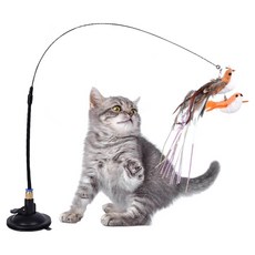 OUTSY 自由小鳥吸盤可拆分逗貓棒 附吸盤 + 玩具小鳥 2個, 小鳥 款式隨機, 1支