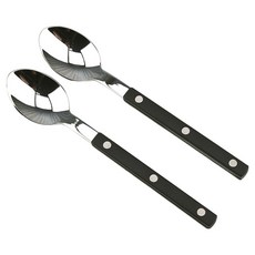Bogen 韓國製造 Marusong 銀色餐具茶匙, 黑色, 2個
