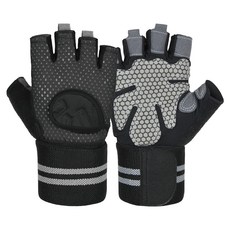 小麥購物 半指運動手套 L796, 1個, 曜石黑