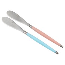 Bogen 韓國製造 Levian 緞面餐具 奶油刀 2件組, 1套, 柔粉色, 柔藍色