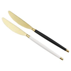 Bogen 韓國製造 Le Bien 金色餐具晚餐刀2件組, 1套, 黑色, 白色