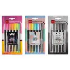 Lineplus LINE WORKS 極細簽字筆 泡殼包裝 0.3mm 10色 霓虹 + 粉彩 + 黑色組合, 混合色, 1套