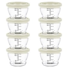 Bebelock 嬰兒用PP密封副食品容器, 120ml, 奶油色, 8個