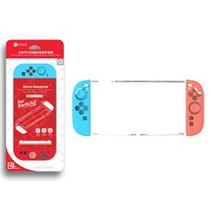 HOHOO 任天堂 Switch 2 透明硬殼輕薄保護殼 矽膠 Joy-Con 保護套 搖桿帽套組, 1套, 單一商品, 藍色 + 橘色