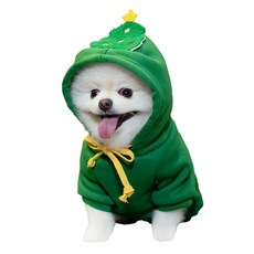 QIDINA 聖誕寵物保暖帽T 寵物衣 E款, 綠色小樹, 1件