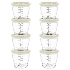 Bebelock 與孩子PP密封副食品容器, 180ml, 奶油色, 8個