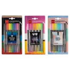 Lineplus LINE WORKS 極細簽字筆 吊卡包裝 0.3mm 10色 原色 + 粉彩 + 霓虹 套組, 混合色, 1套