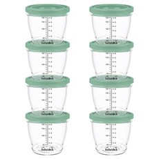 Bebelock 與孩子PP密封副食品容器, 180ml, 深綠色, 8個