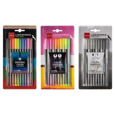 Lineplus Line Works Fineliner 極細代針筆 泡殼包裝 0.3mm 10色 經典 + 螢光 + 黑色組合, 混合色, 1套