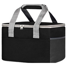 微笑午餐盒大型保溫保冷袋, 黑色, 1個