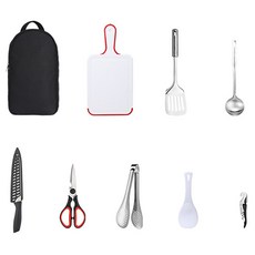 ISE MOUNT 小島嶼山 炊具9件套組, 黑色 + 白色 + 紅色+ 不鏽鋼色, 1組