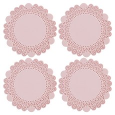 미르코리아 감성 도일리 실리콘 컵받침 4p, 핑크, 1세트