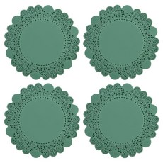 미르코리아 감성 도일리 실리콘 컵받침 4p, 그린, 1세트