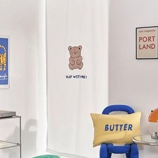 데코뷰 타이포 동물 자수 바람막이 현관커튼 봉집