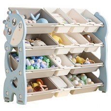 lilikoko 哩哩摳摳 萌鹿鐵桿收納架 組合8, 4層, 雀羽藍