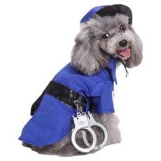 QIDINA 超萌警匪寵物衣服F, 1件, 乖乖警察服 藍色 + 黑色