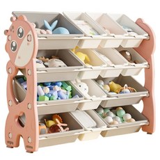 lilikoko 哩哩摳摳 萌鹿鐵桿收納架 組合8, 4層, 千禧粉