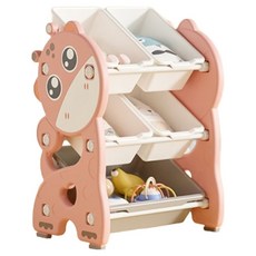 lilikoko 哩哩摳摳 萌鹿鐵桿收納架 組合1, 3層, 千禧粉