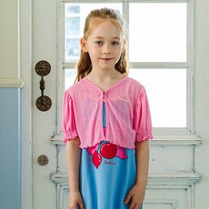 KADE COCO 女童Avec Toi愛心鏤空短版罩衫