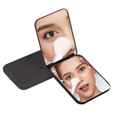 Couselect 2倍放大 LED補光方形隨身化妝鏡/美妝鏡/補妝鏡, 黑色