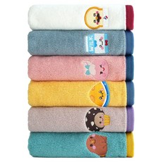 CHUNGMU TOWEL CloudMang 麵包理髮廳 角色刺繡 洗臉毛巾 160g 30支 粉條棉 6件組, 1套, 混合顏色