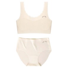 MSKIDS 女童 貓咪波浪 第一階段 學生 無痕內衣 + 內褲 套組