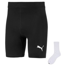 PUMA 男款 Liga 短版緊身褲 655924-03 + Welldone 襪子套組