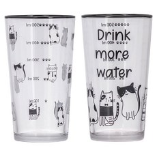 LCW HOME 黑白貓咪玻璃杯2件組 570ml, 1組, 黑白貓咪