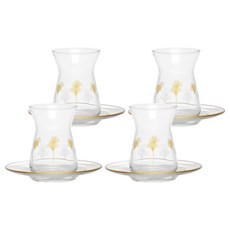 LCW HOME 銀杏浮雕土耳其玻璃杯盤4件組 150ml, 1組, 單一顏色