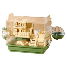 原木風透明倉鼠籠, 1個, 綠色