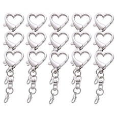 Khohimo 愛心 鑰匙圈 鑰匙扣 配件 連接環 5W0484, 15個, 銀色