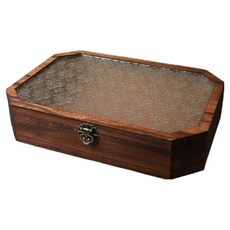 썬앤드림 클래식 우드 수납함 티백 보관함 29.5 x 20 x 6.5 cm, 팔각오동나무 대형, 1개 팔각오동나무 대형, 1개