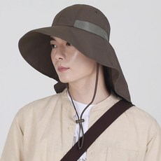 VoulezVous ELLOJE 防曬戶外後頸遮罩帽, 卡其網眼