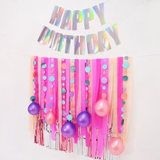 PARTYSHOW 生日派對拍照區氣球窗簾彩帶5件組, 1套, 混合色
