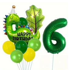 日常閃耀 生日慶祝 恐龍派對 氣球套組 6歲, 1套, 混色