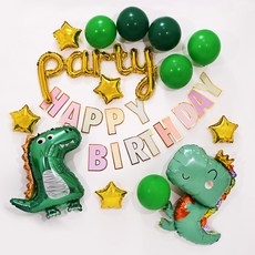 PARTYSHOW 生日派對 馬卡龍 生日裝飾 恐龍寶寶 6款 氣球拉旗組, 1套, 混合色