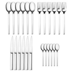 DEGRENNE Le Starke 不鏽鋼實心柄4種x6件餐具組, 銀色, 1套, 叉子 21.6cm + 餐刀 23cm + 湯匙 20.4cm + 茶匙 15.2cm