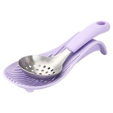 NEWVIA 迷你湯勺 + 矽膠底座套組, 1套, 迷你湯勺 + 矽膠底座, 紫色