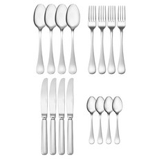 DEGRENNE Swell Solid 手柄4種 x 4件餐具組, 銀色, 1套, 叉子 21.6cm + 餐刀 23cm + 湯匙 20.4cm + 茶匙 15.2cm