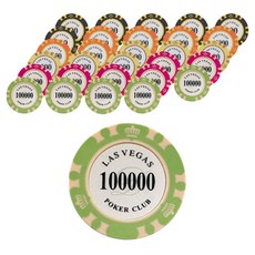 HoonieGamble 拉斯維加斯散裝撲克籌碼 100片 C套組, 1套, 混合顏色