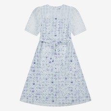 베스띠벨리 여성용 플라워 체크 메쉬 반팔 원피스 BKOAE2539