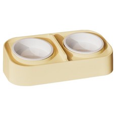 파스텔펫 반려동물 세라믹 더블볼 식기, 레몬, 1개
