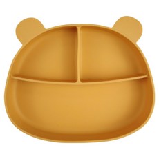 Sarasara幼兒用小熊矽膠吸盤餐盤, 1個, 黃色