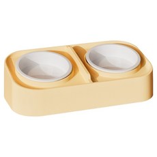 파스텔펫 반려동물 세라믹 더블볼 식기, 옐로우, 1개