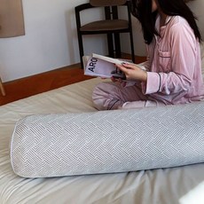 리브숨 누빔 삼중직 바디필로우 솜포함, 화이트 + 블루