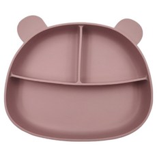 Sarasara幼兒用小熊矽膠吸盤餐盤, 1個, 粉色